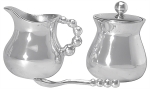 Pearled Creamer, Sugar and Spoon Set